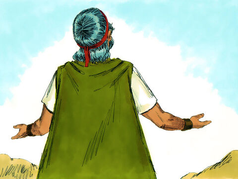Moisés subió nuevamente a la montaña para darle a Dios su respuesta. – Número de diapositiva 4
