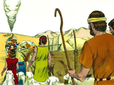 Después de irse de Egipto, los esclavos hebreos liberados atravesaron el desierto para llegar a la tierra que Dios les había prometido. Mientras se acercaban a Canaán, se detuvieron en el desierto de Zin en un lugar llamado Cades Barnea. – Número de diapositiva 1