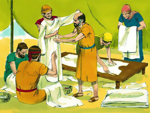 Exodus 36: 1-7: Otros artesanos se unieron a ellos para hacer todo lo requerido por Dios. – Número de diapositiva 8