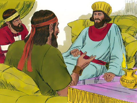Un día, Nehemías recibió una visita de Hanani, uno de sus hermanos, que vivía en Jerusalén. Nehemías le preguntó sobre la ciudad y los judíos que vivían allí. – Número de diapositiva 3