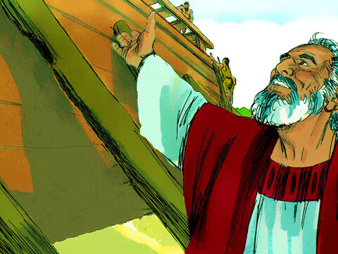 Noé y sus hijos comenzaron a construir el enorme barco en forma de caja. – Número de diapositiva 6