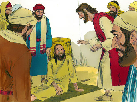 Cuando Jesús vio la fe de los hombres, le dijo al hombre paralítico:<br/>–Hijo, tus pecados están perdonados. – Número de diapositiva 5