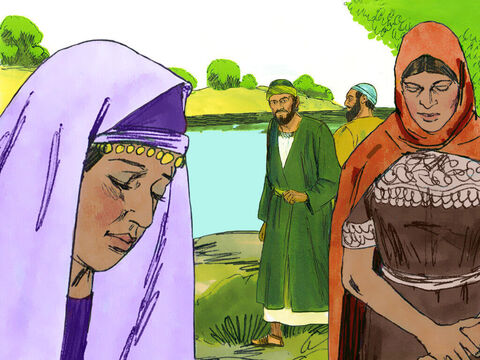 En el Sabbat, salieron de la ciudad y se acercaron a la orilla de un río, donde creían que las personas se reunían para rezar. Se sentaron a hablar con algunas mujeres que se habían reunido allí. – Número de diapositiva 15