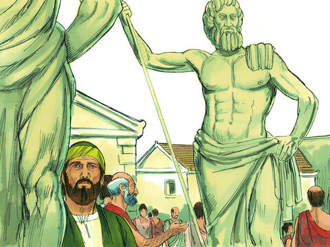 Mientras Pablo estaba esperando en Atenas, estaba muy angustiado por los ídolos que veía por todas parte en la ciudad. – Número de diapositiva 2