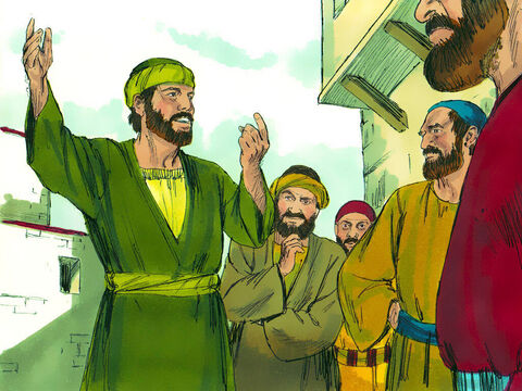 Saulo les explicaba poderosamente que Jesús era el Mesías. Unos pocos días más tarde, algunos judíos que estaban en contra de Jesús se complotaron para matar a Saulo. – Número de diapositiva 18