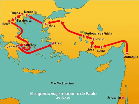 Luego, se embarcó hacia Éfeso, llevando a Priscila y Aquila con él. – Número de diapositiva 14