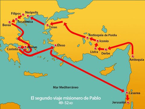Mientras tanto, el barco de Pablo había atracado en Cesárea y él había viajado a Jerusalén. – Número de diapositiva 11