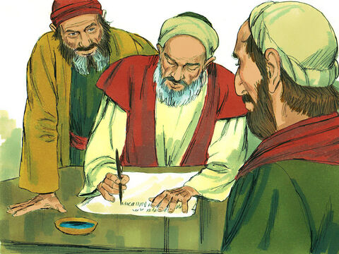 Se escribió una carta con este propósito a los cristianos gentiles de Antioquía, Siria y Cilicia. Dos hombres fueron elegidos para entregar esta carta: Judas (también llamado Barsabás) y Silas. – Número de diapositiva 11