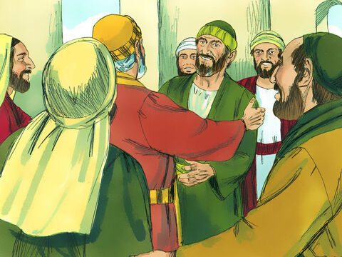 Cuando llegaron a Jerusalén, fueron recibidos cálidamente por los cristianos de allí. – Número de diapositiva 12