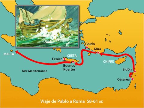 Una vez que Pablo y las 276 personas que habían naufragado estuvieron sanos y salvos en la costa, se enteraron de que estaban en la isla de Malta. – Número de diapositiva 1