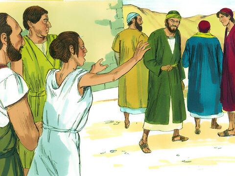 La muchacha perseguía a Pablo y a los otros gritando:<br/>–¡Estos hombres son sirvientes del Dios Más Alto y han venido a decirles cómo salvarse! – Número de diapositiva 2