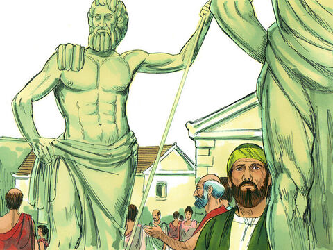 Entonces, Pablo los esperó en Atenas, pero estaba muy consternado por todos los ídolos que vio en la ciudad. – Número de diapositiva 12