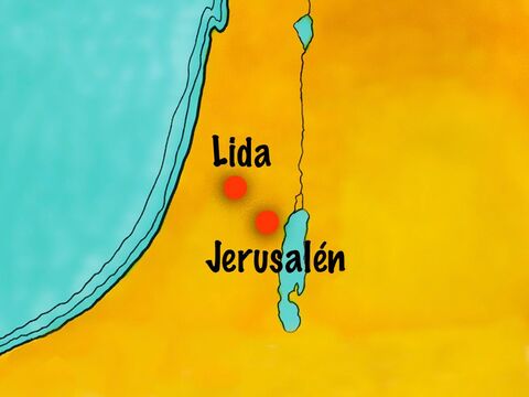 Fue a Lida en la ruta desde Jerusalén hacia la costa. – Número de diapositiva 2