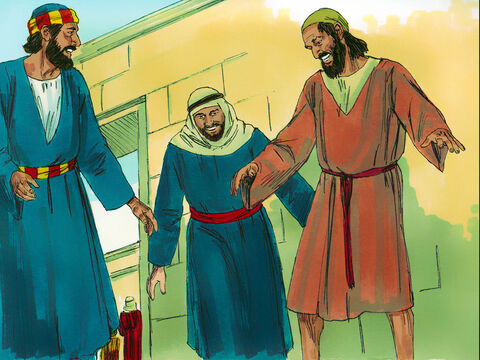 Contexto (Hechos 3): Cuando Pedro le dijo a un hombre de 40 años que era lisiado de nacimiento que se levantara y caminara en nombre de Jesús, el hombre entró al patio del Templo saltando y alabando a Dios. – Número de diapositiva 1