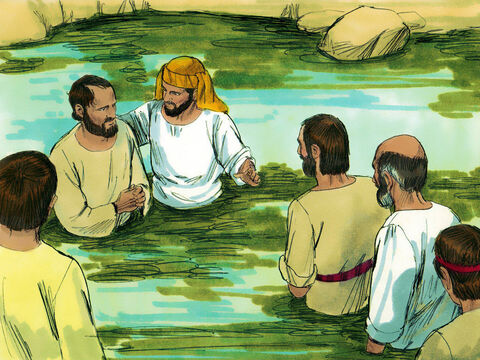 Muchos de los samaritanos creyeron en Jesús y fueron bautizados. – Número de diapositiva 5