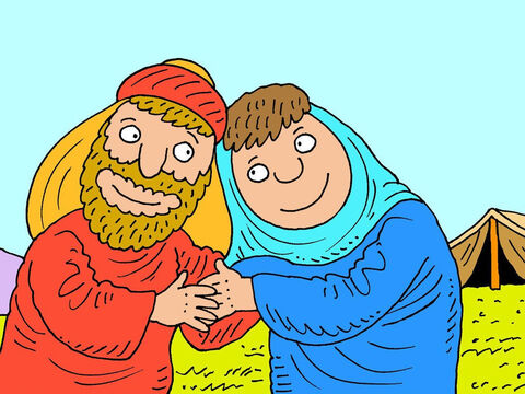 Abraham y Sara eran ambos ya muy viejos cuando Dios envió unos mensajeros a visitarlos. Esto es lo que la Biblia dice que sucedió. – Número de diapositiva 1