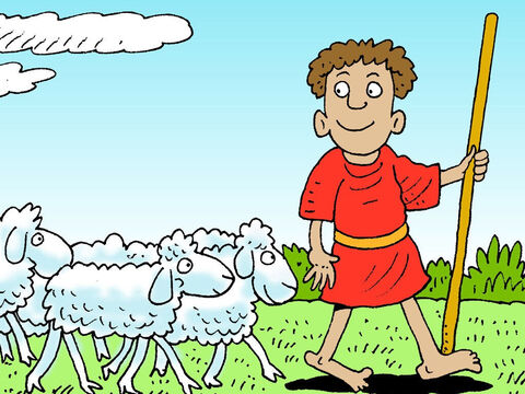 David era un buen pastor, que guiaba a sus ovejas a encontrar nuevos pastos. – Número de diapositiva 8