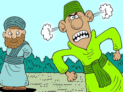 Cuando el orgulloso Amán supo que el judío Mardoqueo se negaba a inclinarse ante él, se enojó mucho. – Número de diapositiva 5