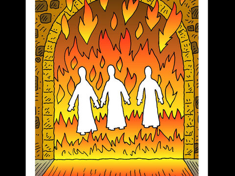 Mesac, Sadrac y Abednego <br/>Estos tres judíos se negaron a inclinarse ante una gran estatua, incluso cuando fueron amenazados con ser arrojados a un horno. Dios los rescató de las llamas. – Número de diapositiva 16
