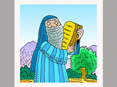 ¿Has oído hablar de los diez mandamientos? Así es como Dios dio sus reglas para vivir a un hombre llamado Moisés. – Número de diapositiva 1