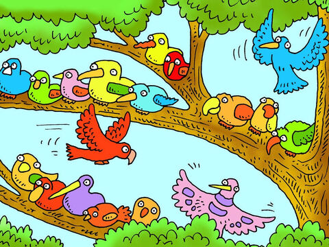 Y entre sus enormes ramas habitaban numerosas aves diferentes. – Número de diapositiva 5
