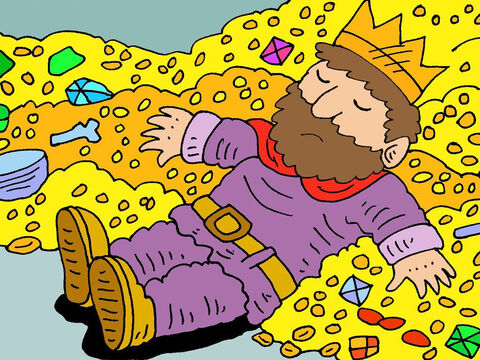 Recaudó plata y oro como impuestos de muchos reyes y provincias. Era el hombre más rico de la tierra, pero eso no le trajo la felicidad. – Número de diapositiva 14