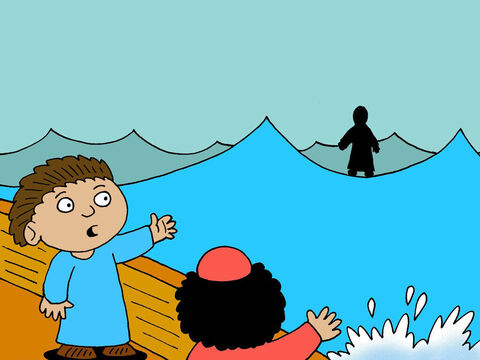 Aproximadamente a las cuatro de la madrugada, Jesús se acercó a ellos caminando sobre las aguas. – Número de diapositiva 4