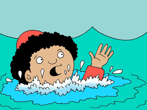 Empezó a hundirse en el agua y gritó: "Señor, sálvame". – Número de diapositiva 12