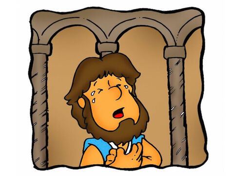 Se golpeaba el pecho de tristeza y decía: «¡Dios, ten piedad de mí, que soy un pecador!». – Número de diapositiva 5