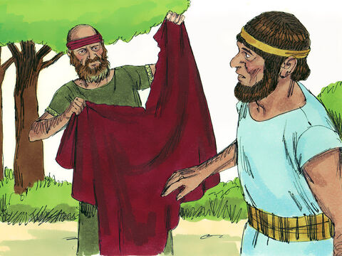 Un día, cuando Jeroboam estaba saliendo de Jerusalén, el profeta Ahías, que se había puesto una túnica nueva, se encontró con él y le habló a solas en un campo. – Número de diapositiva 7