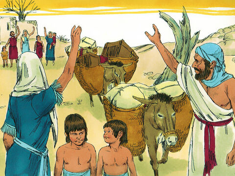 Elimelec y su esposa Noemí tenían dos hijos, Malón y Quelión, y vivían en la ciudad de Belén en Judá. Cuando la región fue azotada por una hambruna, decidieron irse en busca de alimentos. – Número de diapositiva 1
