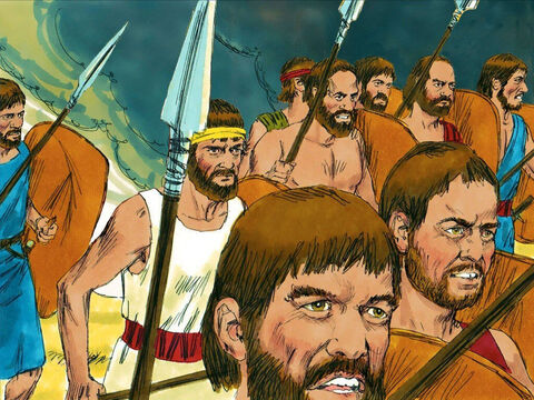 Los hombres de Israel salieron de Mizpá y persiguieron a los filisteos. – Número de diapositiva 20