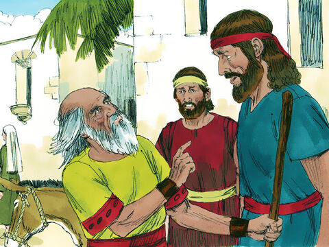 A la mañana siguiente, mientras Saúl y su sirviente se preparaban para irse, Samuel le pidió al sirviente que se adelantara ya que tenía un mensaje de Dios para darle a Saúl. – Número de diapositiva 13