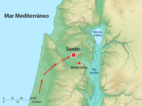 Los filisteos llevaron su ejército a un lugar cercano a Shunem. – Número de diapositiva 2
