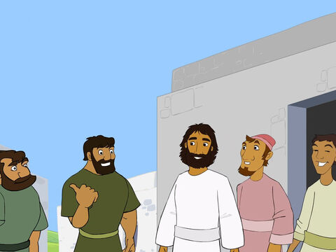 En cuanto salieron de la sinagoga, Jesús fue con Jacobo y Juan a la casa de Simón y Andrés. – Número de diapositiva 1