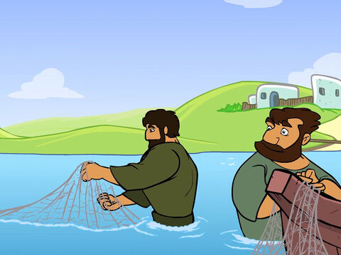 Estaban echando la red al agua, porque eran pescadores. – Número de diapositiva 10