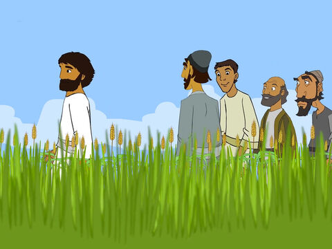 Un sábado, Jesús y sus discípulos caminaban por unos campos de trigo. – Número de diapositiva 1