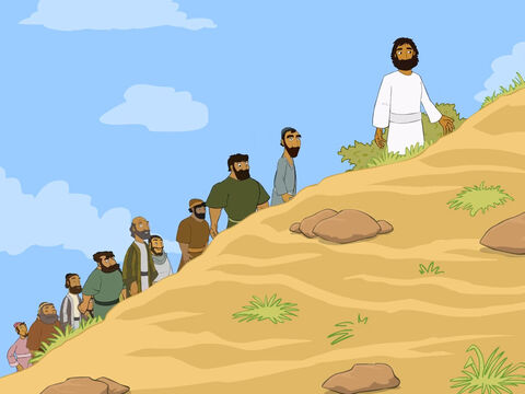Jesús decidió pedir a algunos de sus discípulos que subieran con él a un monte y ellos fueron. – Número de diapositiva 1