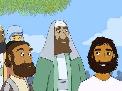 Entonces algunos fariseos y algunos maestros de la ley de Moisés vinieron de Jerusalén y se reunieron alrededor de Jesús. – Número de diapositiva 1