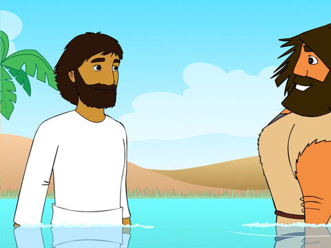 Por ese tiempo Jesús vino de Nazaret de Galilea, y Juan Lo bautizó en el río Jordán. – Número de diapositiva 14
