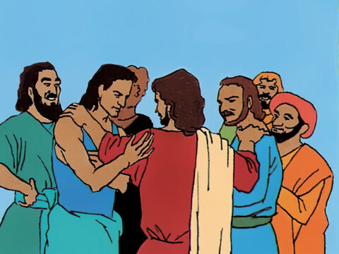 Después de una noche de oración, Jesús elige a sus doce apóstoles. Los envía de dos en dos. Él les da autoridad sobre todos los espíritus demoníacos y enfermedades… – Número de diapositiva 3