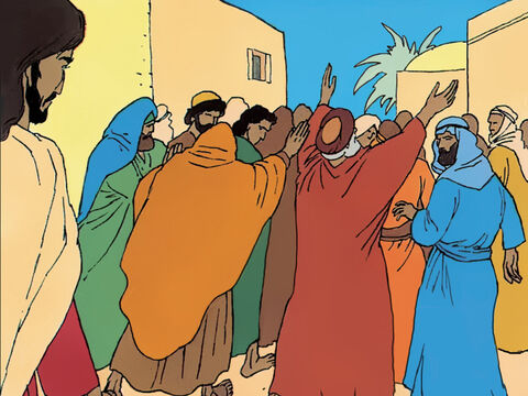Animaron a la multitud a mantenerse alejada de Jesús. “¡Váyanse! Simplemente está engañando a todos”. Desde entonces, muchos de los que habían seguido a Jesús lo abandonaron. – Número de diapositiva 5