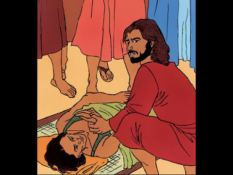 Jesús: '¿Qué es más fácil decir: Tus pecados te son perdonados, o: Levántate y anda?' – Número de diapositiva 5