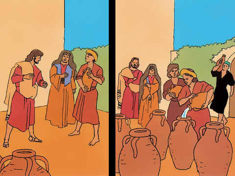 Jesús: ‘Llenad estas tinajas grandes con agua y dejad que el Maestro de Ceremonias la pruebe.’ – Número de diapositiva 7