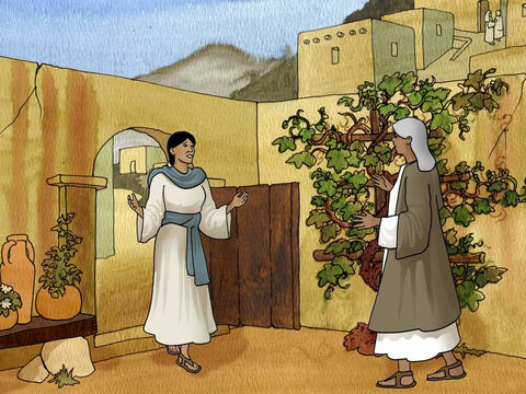 En esos días María se levantó y fue apresuradamente a la región montañosa, a una ciudad de Judá; y entró en casa de Zacarías y saludó a Elisabet. Y aconteció que cuando Elisabet oyó el saludo de María, la criatura saltó en su vientre; y Elisabet fue llena del Espíritu Santo. (Lucas 1:39-41, LBLA) – Número de diapositiva 9