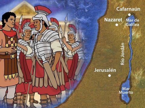 Había un centurión romano que vivía en los alrededores de Capernaúm. Un centurión romano era una persona muy poderosa a cargo de cien soldados. Este centurión era respetado y ayudaba al pueblo judío. – Número de diapositiva 1