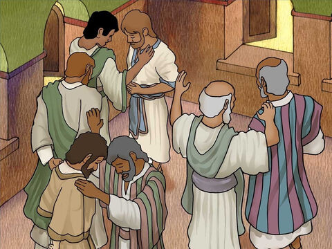 Pablo se reunió con otros cristianos en la ciudad de Antioquía. Juntos oraron para que Dios los dirigiera. Pablo y Silas se unieron entonces como equipo para emprender un segundo viaje misionero de regreso a Turquía. – Número de diapositiva 1