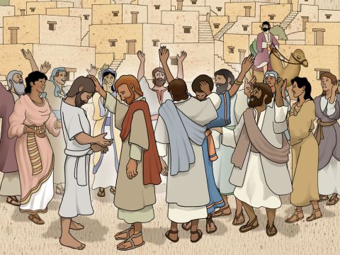 “Los apóstoles que estaban en Jerusalén, al oír que Samaria había recibido la palabra de Dios, les enviaron a Pedro y a Juan, los cuales descendieron y oraron por los samaritanos para que recibieran el Espíritu Santo.  Porque aún no había descendido sobre ninguno de ellos el Espíritu Santo; solamente habían sido bautizados en el nombre de Jesús. Entonces les impusieron las manos y recibieron el Espíritu Santo”.<br/>Hechos 8:14–17<br/>(RVA) – Número de diapositiva 5