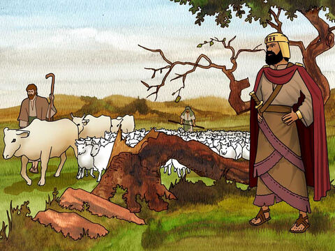 En la batalla, Saúl no siguió las instrucciones de Dios que le dijo Samuel. “Ve ahora, y ataca a Amalec, y destruye por completo todo lo que tiene, y no te apiades de él; antes bien, da muerte tanto a hombres como a mujeres, a niños como a niños de pecho, a bueyes como a ovejas, a camellos como a asnos”. (1 Samuel 15:3, LBLA) – Número de diapositiva 15