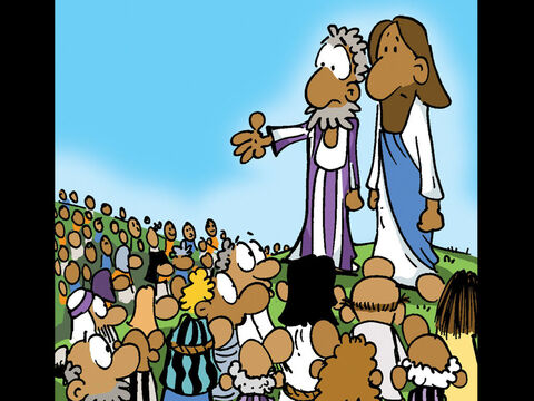 Los discípulos de Jesús le dijeron: “Despide a la multitud para que puedan comprar comida”. – Número de diapositiva 1